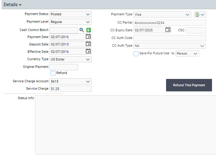 Payments Details Tab