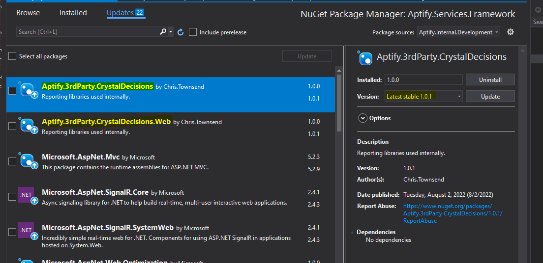 Upgrading Crystal Report Version Aptify Support