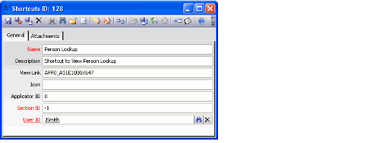 Shortcuts Form