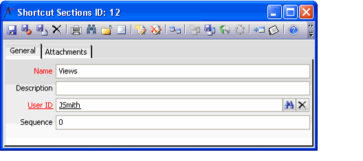 Shortcut Sections Form