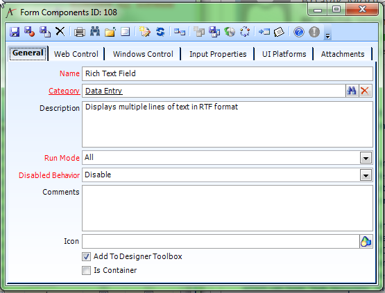 Form Components Record