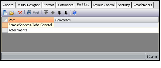 Part List Tab
