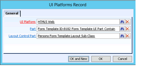 Form Template's UI Platforms Sub-type Record