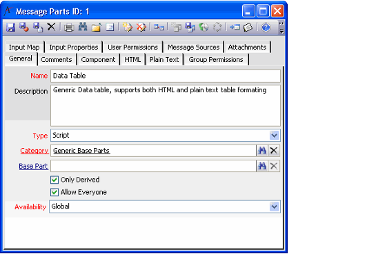 Message Parts Form