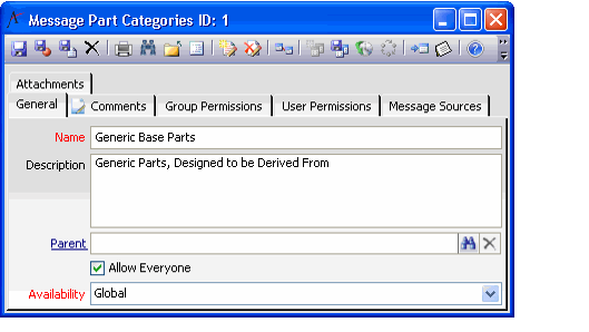 Message Part Categories Form