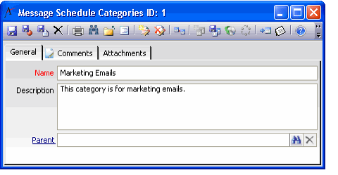 Message Schedule Categories Form