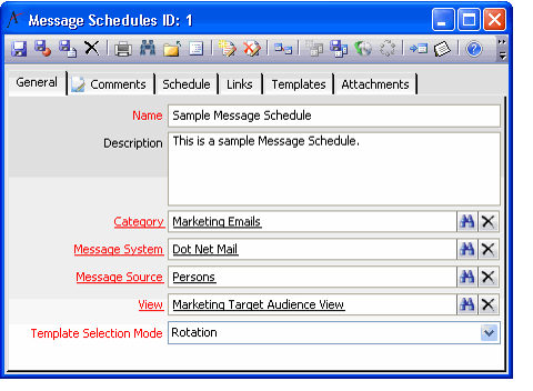 Message Schedules Record