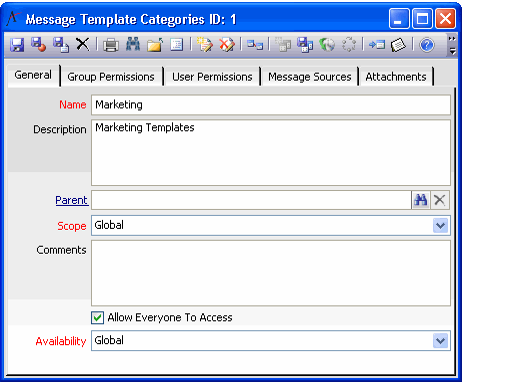 Message Template Categories Form