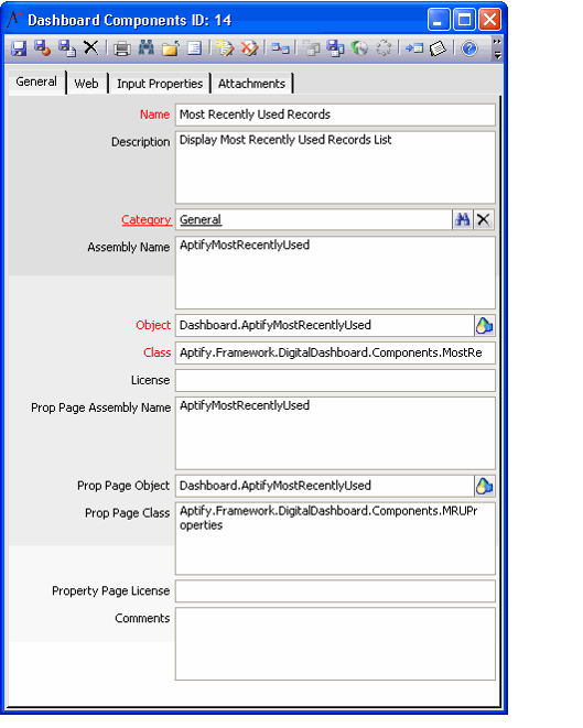 Dashboard Components Record