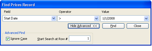 Advanced Sub-Type Find Dialog
