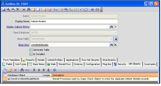 Vehicle Models DB Objects