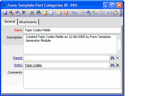 Form Template Part Categories Record