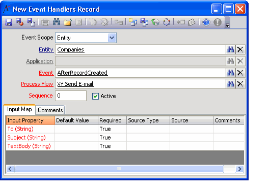 New Event Handler Form