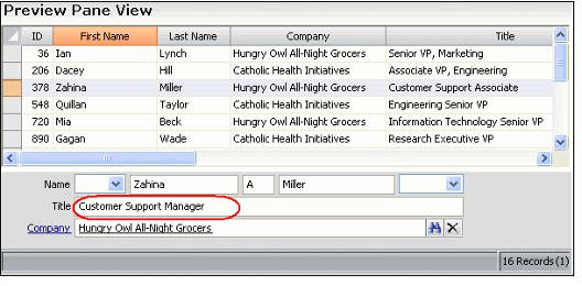 Preview Pane - Title Field Edited