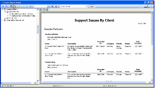 Support Issues By Client Report