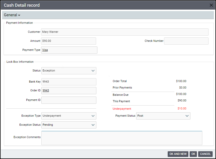 Cash Detail Form - Web Interface Version