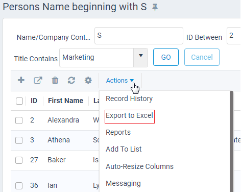 Export to Excel