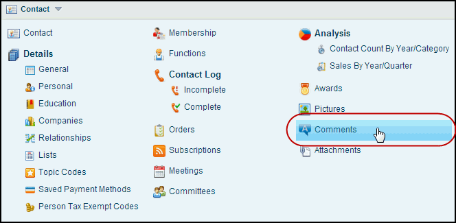 Comments Tab