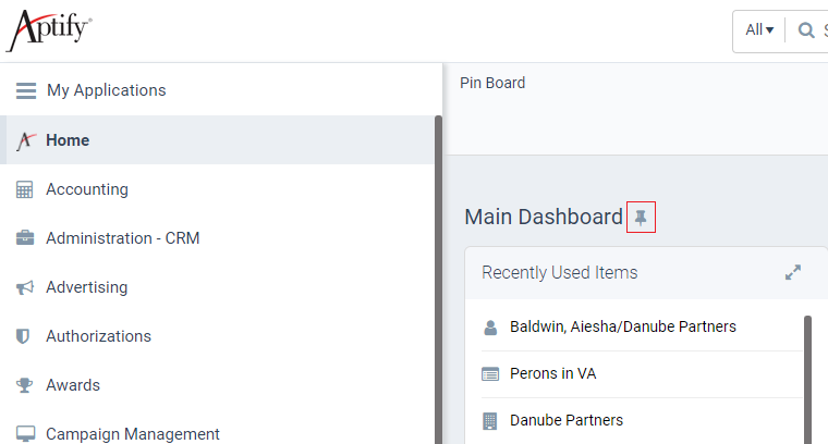 Dashboard Pin Location