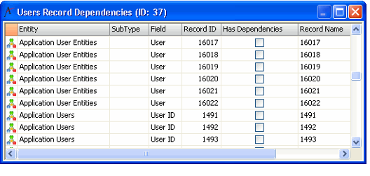 Record Dependencies Dialog