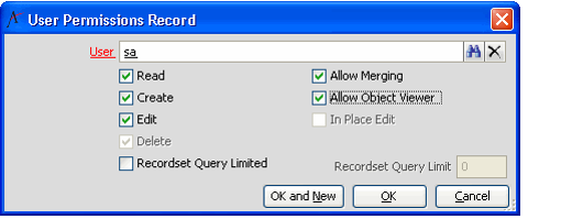 User Permissions Record