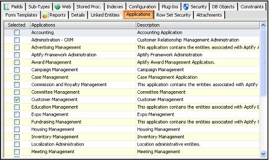 Applications tab