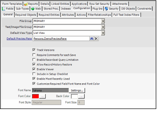 Configuration - General Sub-Tab