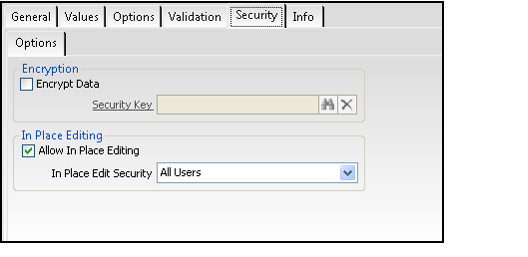 Fields Record - Security Tab