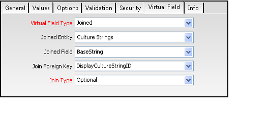 Fields Record - Virtual Field Tab