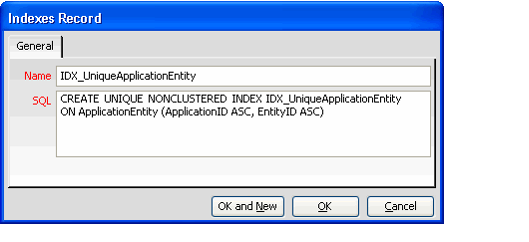Indexes Form