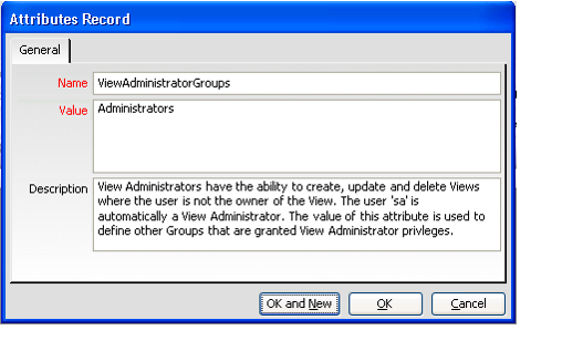 Entity Attributes Record 