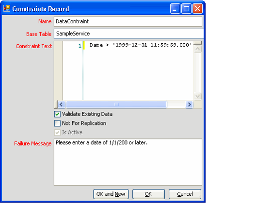 Constraints Record