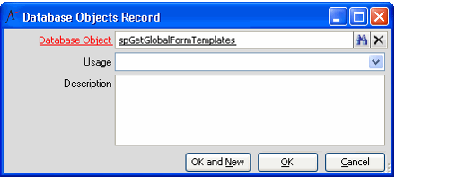 Entity Database Objects Form