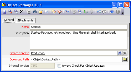 Object Packages Record