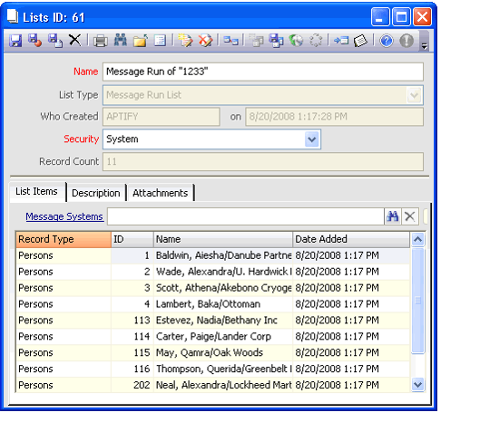 Sample Audit List