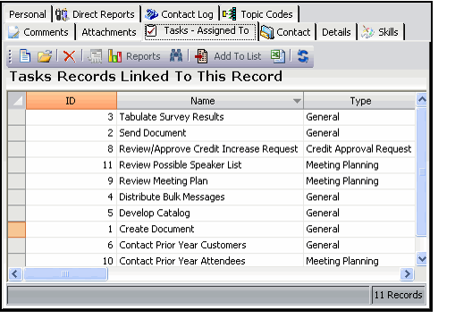 Sample List View on a Form