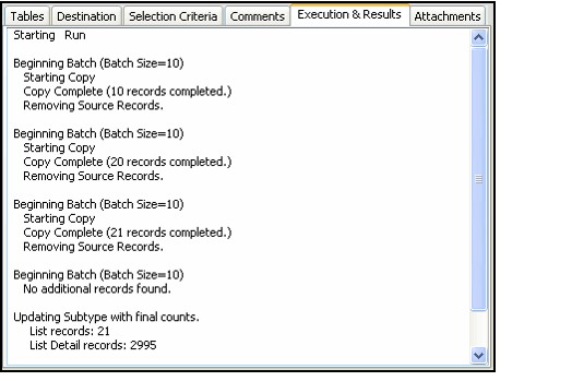 Archive Results Tab