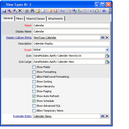 Calendar View Type Record