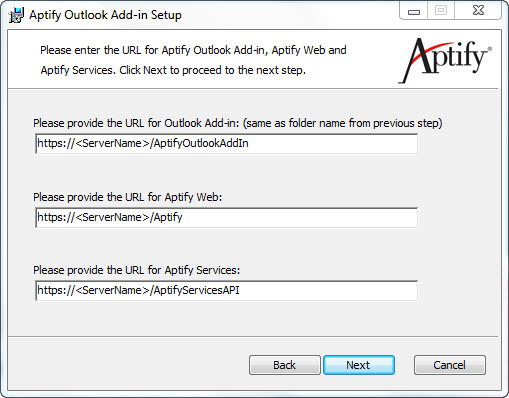Specify URL, Web and Services Information