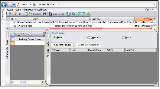 Event Handler Management Window