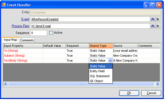 Event Handler Form (from Dashboard)
