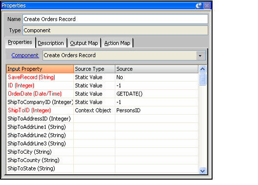 Create Order Record Inputs