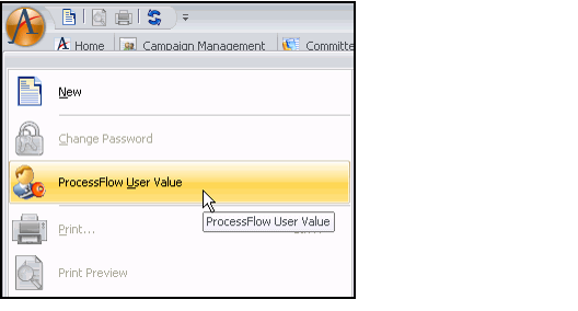 Select ProcessFlow User Values Option