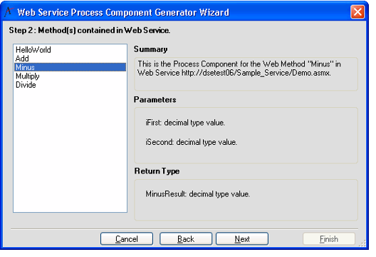 Web Service Process Component Generator - Step 2