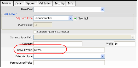 Setting NEWID Default Value