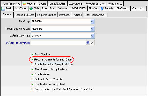 Require Comments for each Save Field