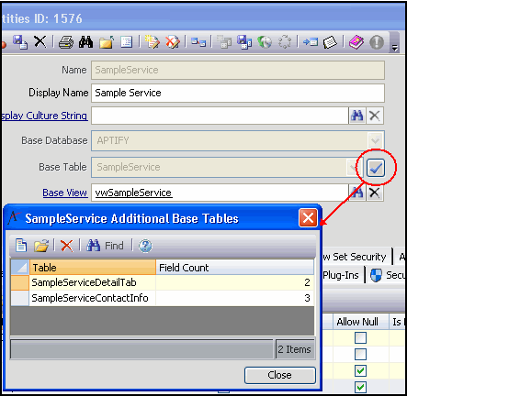 Additional Base Tables Dialog