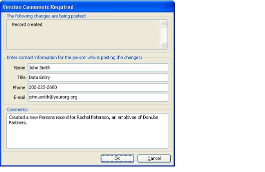 Comments Dialog