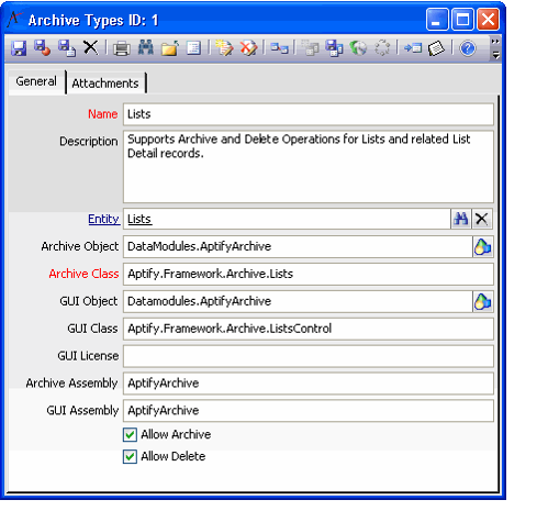 Archive Types Form