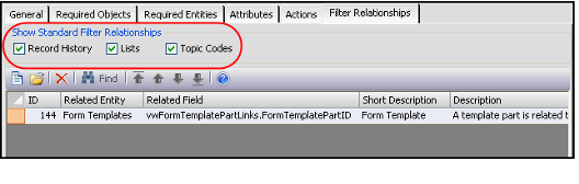 Managing Standard Filter Relationships